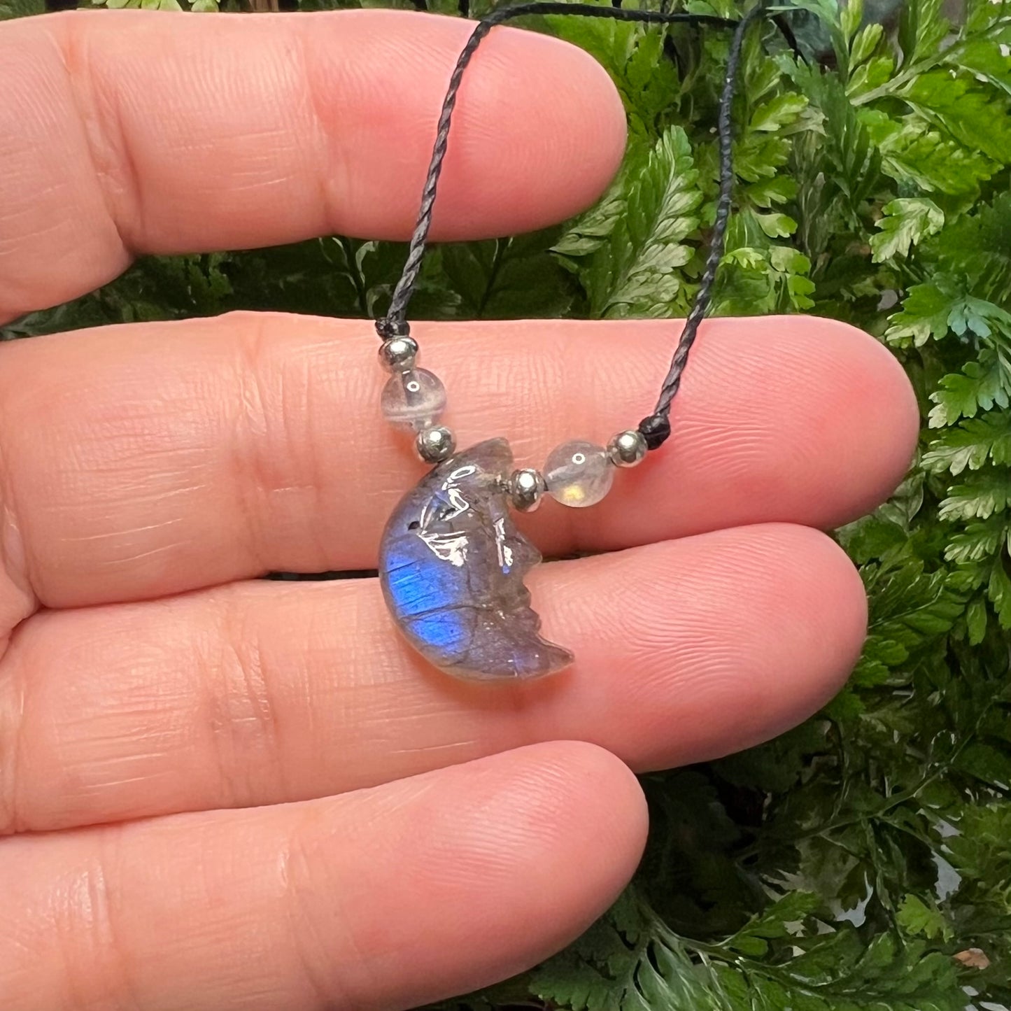Labradorite Man in the Moon Petite Crystal Necklace