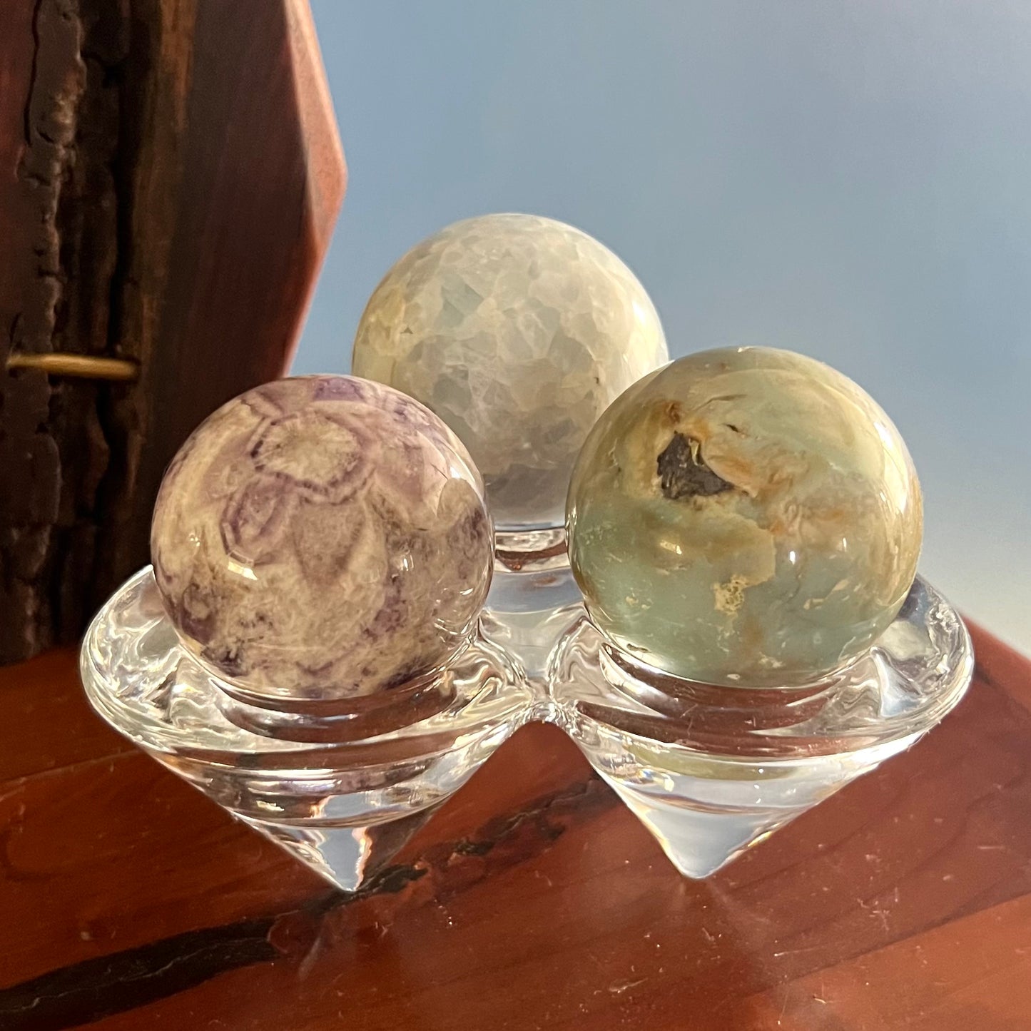 Lead Crystal Glass Candle Sphere & Ovoid Display