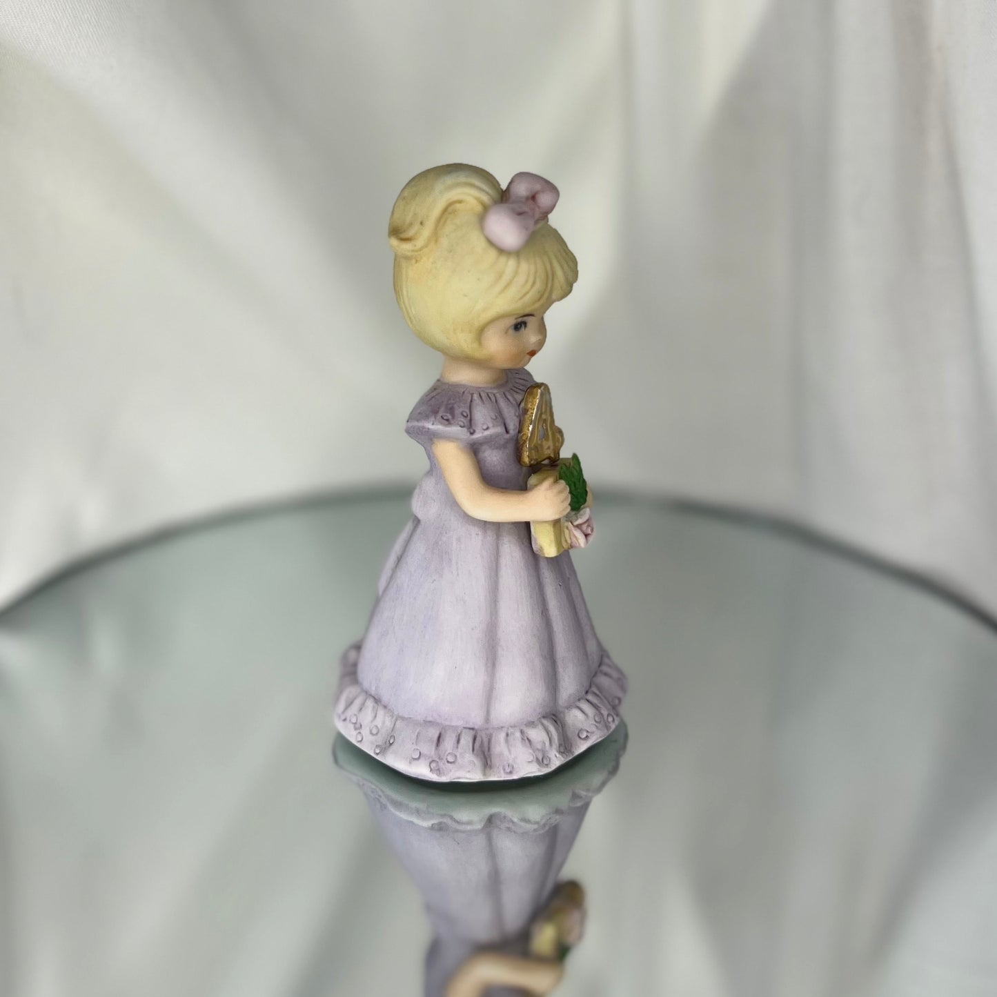 'Growing Up Birthday Girls' Porcelain Figurine | Vintage 4th Birthday Cake Topper | Blonde girl version | Enesco | 1984