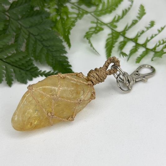 Citrine Crystal Macrame Keyring | Crystal Charm | Rainbows