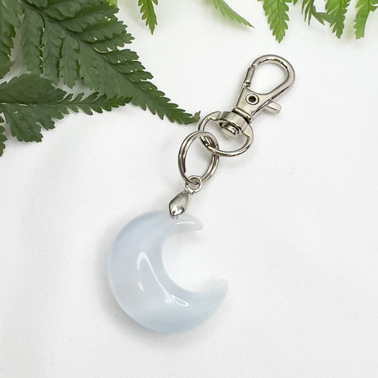 Flashy Opalite Moonstone Crystal Macrame Keyring Charm | Pet Collar Charm