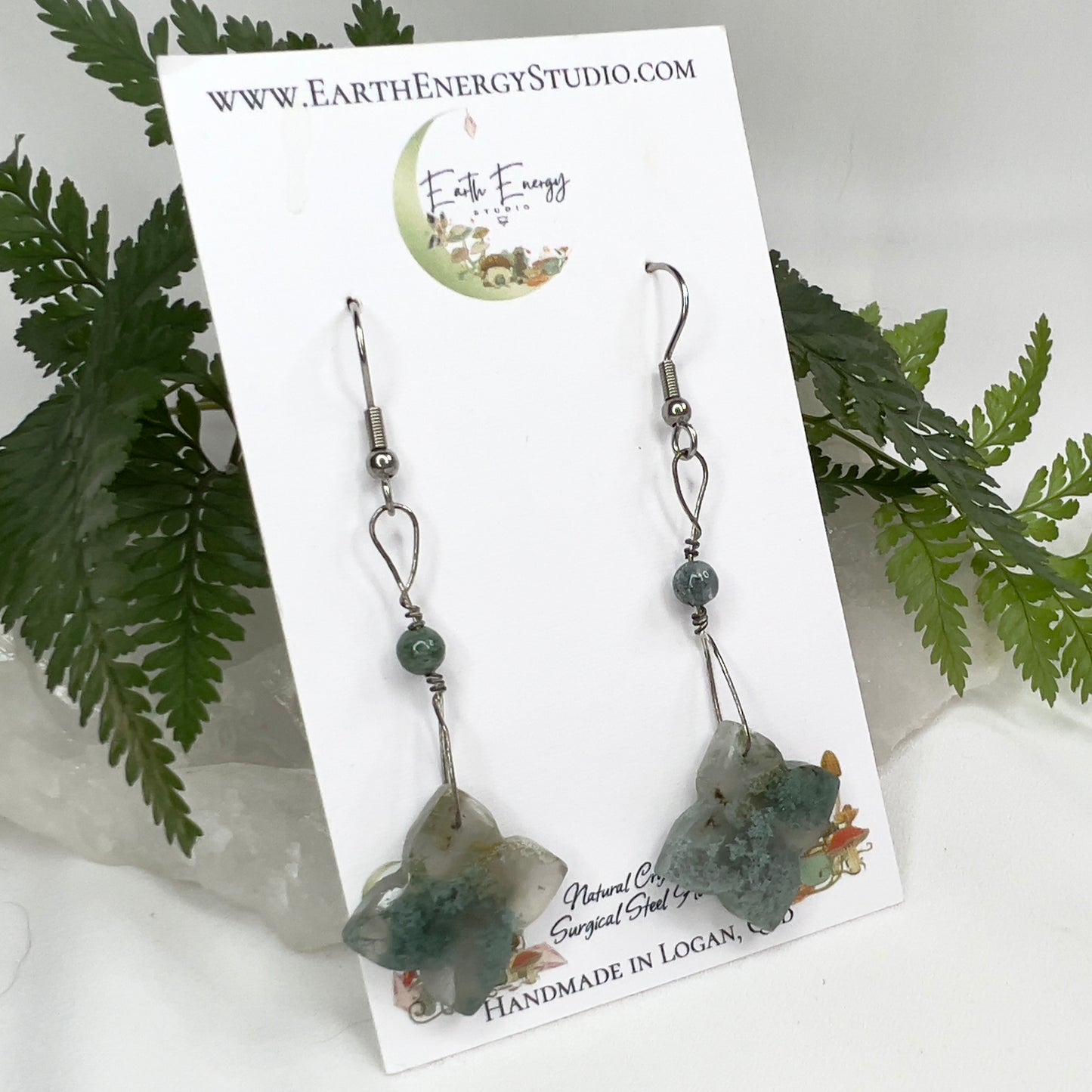 Moss Agate Crystal Earrings: Growth ∙ Healing ∙ Grounding
