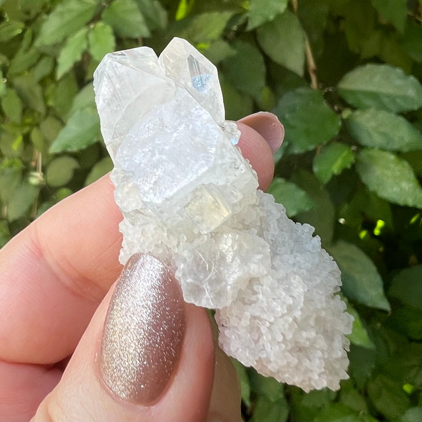 Mirror Apophyllite on Druzy Apophyllite Small Zeolite Cluster - Jalgoan District, Maharashtra, India