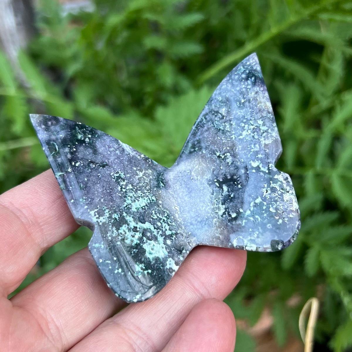 Grape Agate 3D Butterfly Carving
