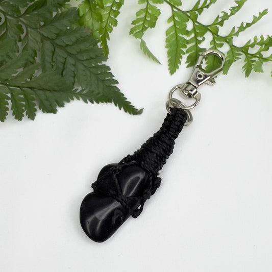 Shungite Macrame Keychain Charm | Detox ∙ Protection ∙ Clarity