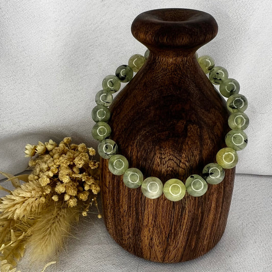 Prehnite with Epidote Stretch Bracelet: Intuition | Spiritual Guidance | Self-Awareness