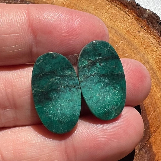 Tibetan Turquoise Flatback Earring Cabochon Pair