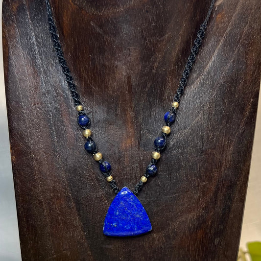 Lapis Lazuli Petite Macrame Crystal Necklace