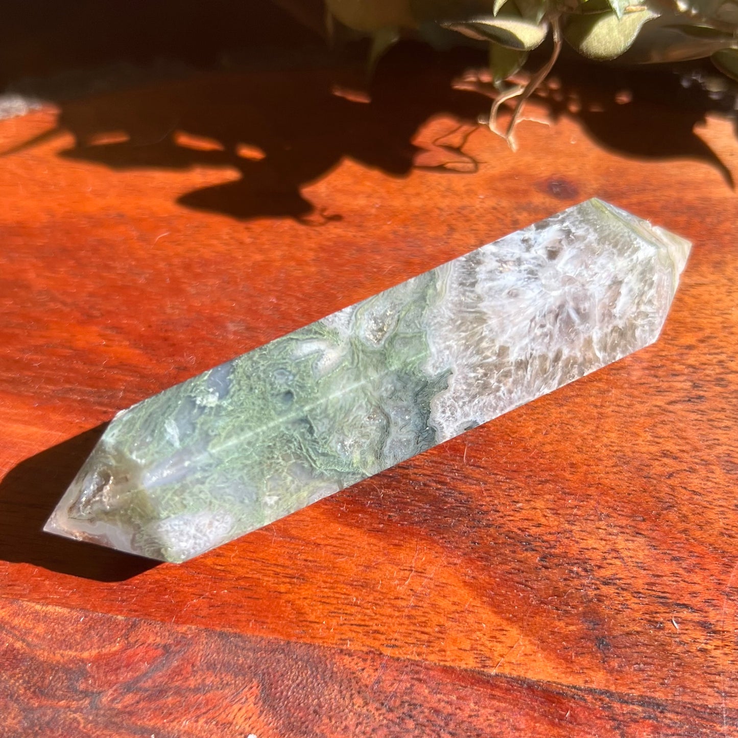 Moss Agate Double Terminated Wand