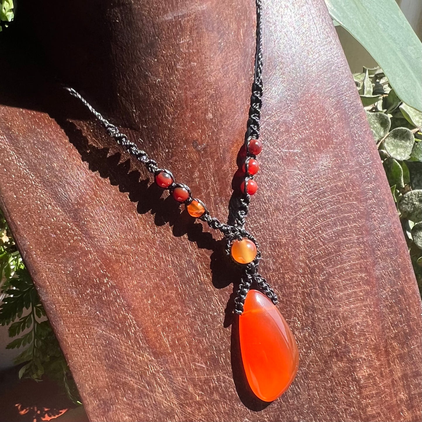 Carnelian Sacral Crystal Macrame Necklace