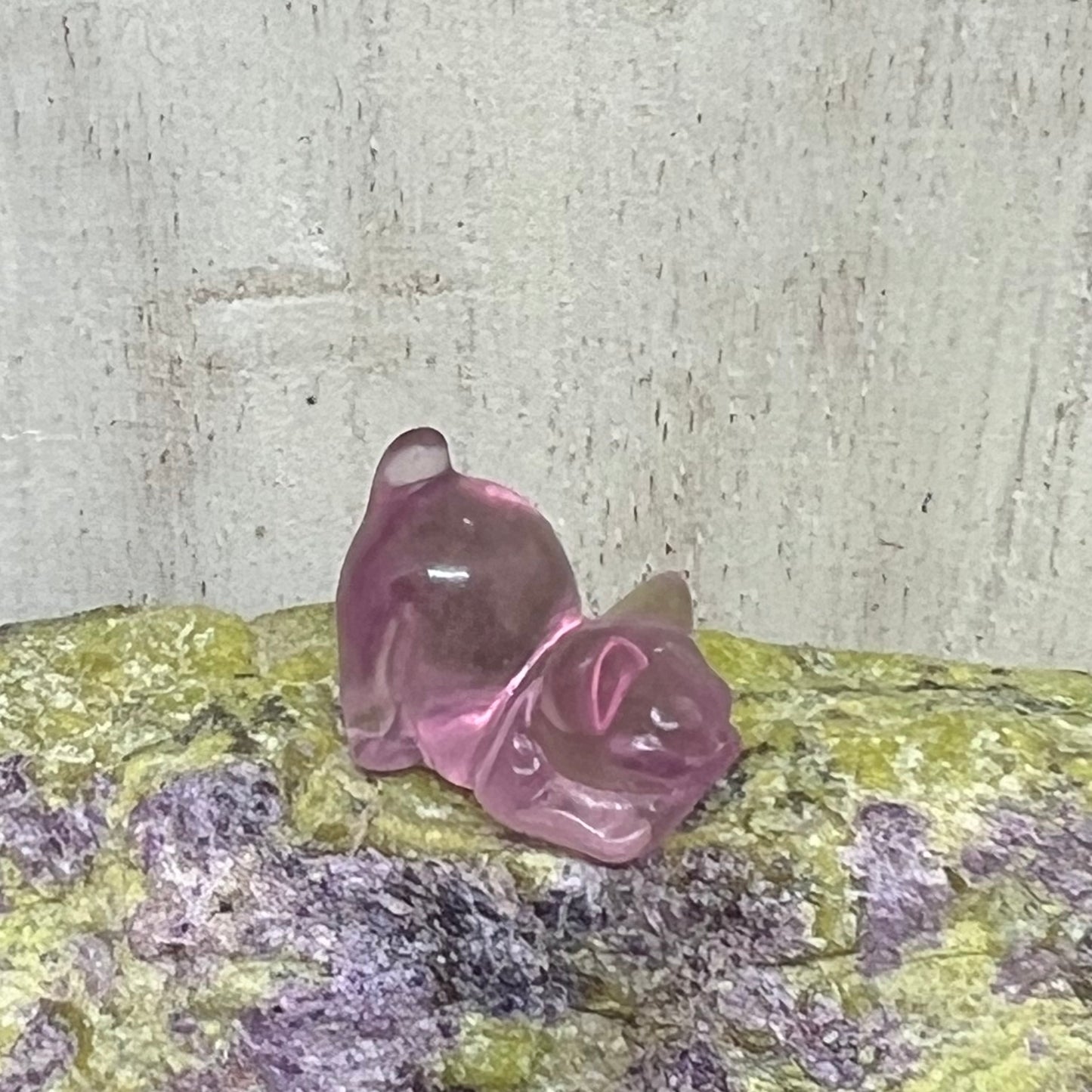 Mini Fluorite Carving: Playful Kitten