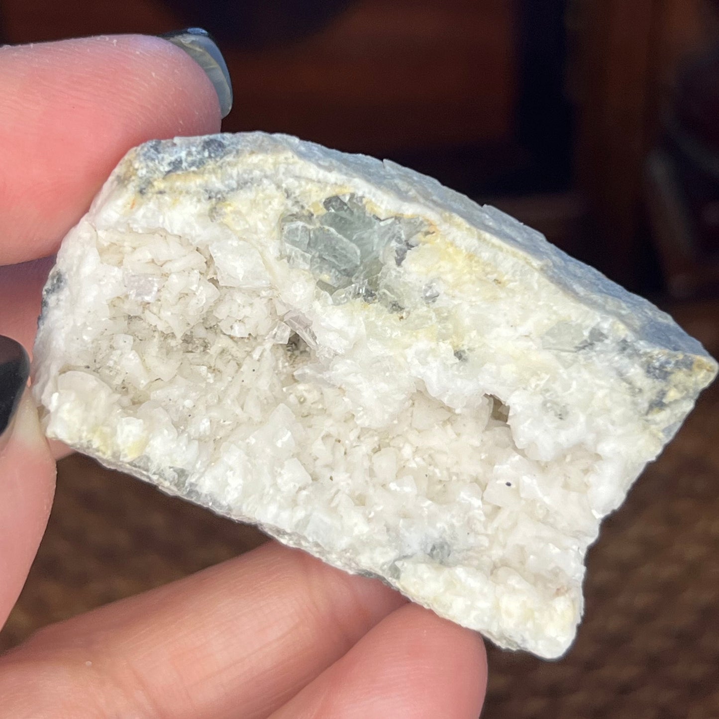 Calcite on Dolomite specimen (smoothed back) - Fujian, China
