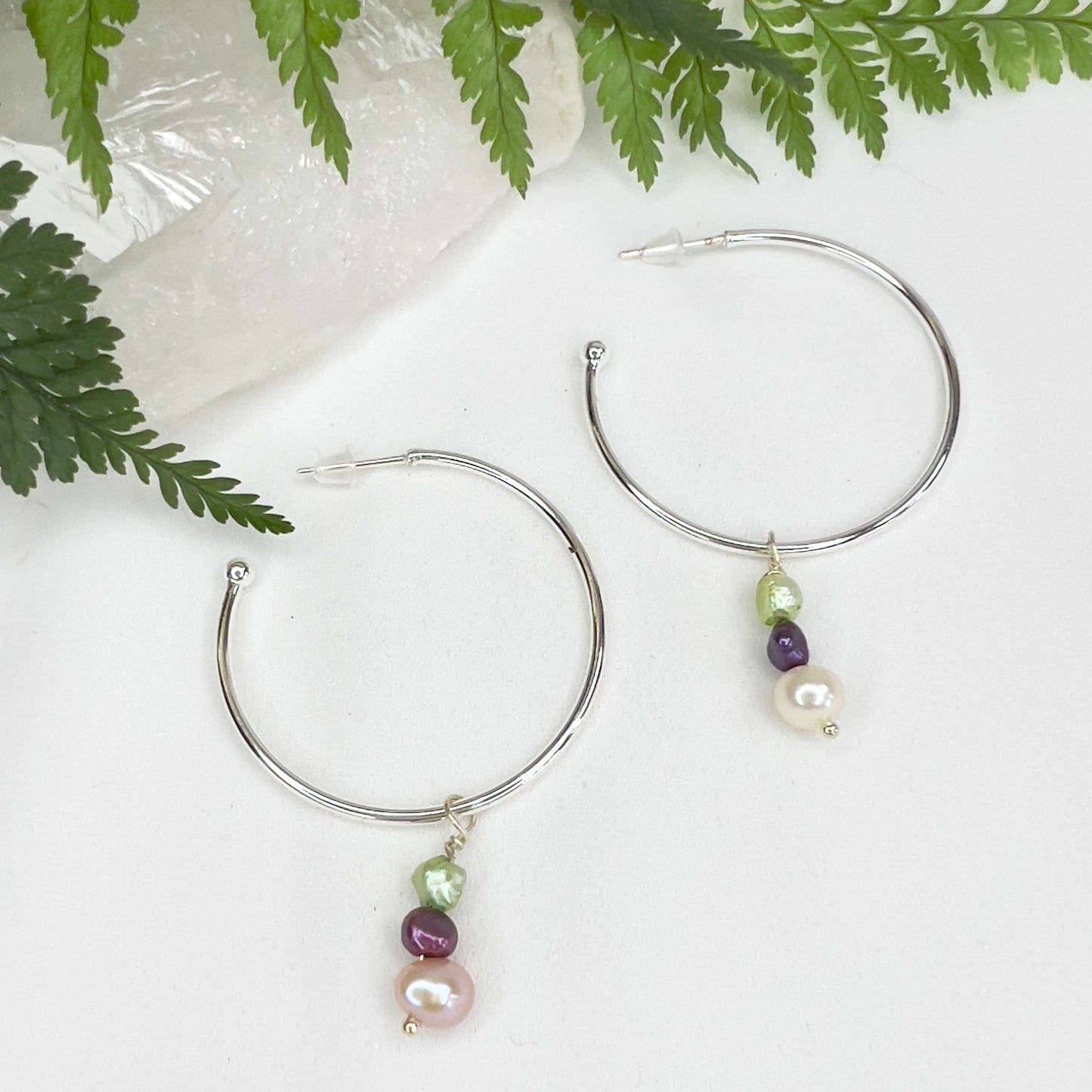 Dyed Vintage Freshwater Pearl Hoop Earrings