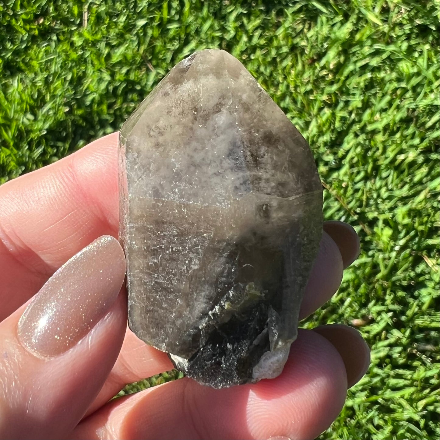 Morion Black Quartz with Clear Smoky Quartz Phantom Cap | China