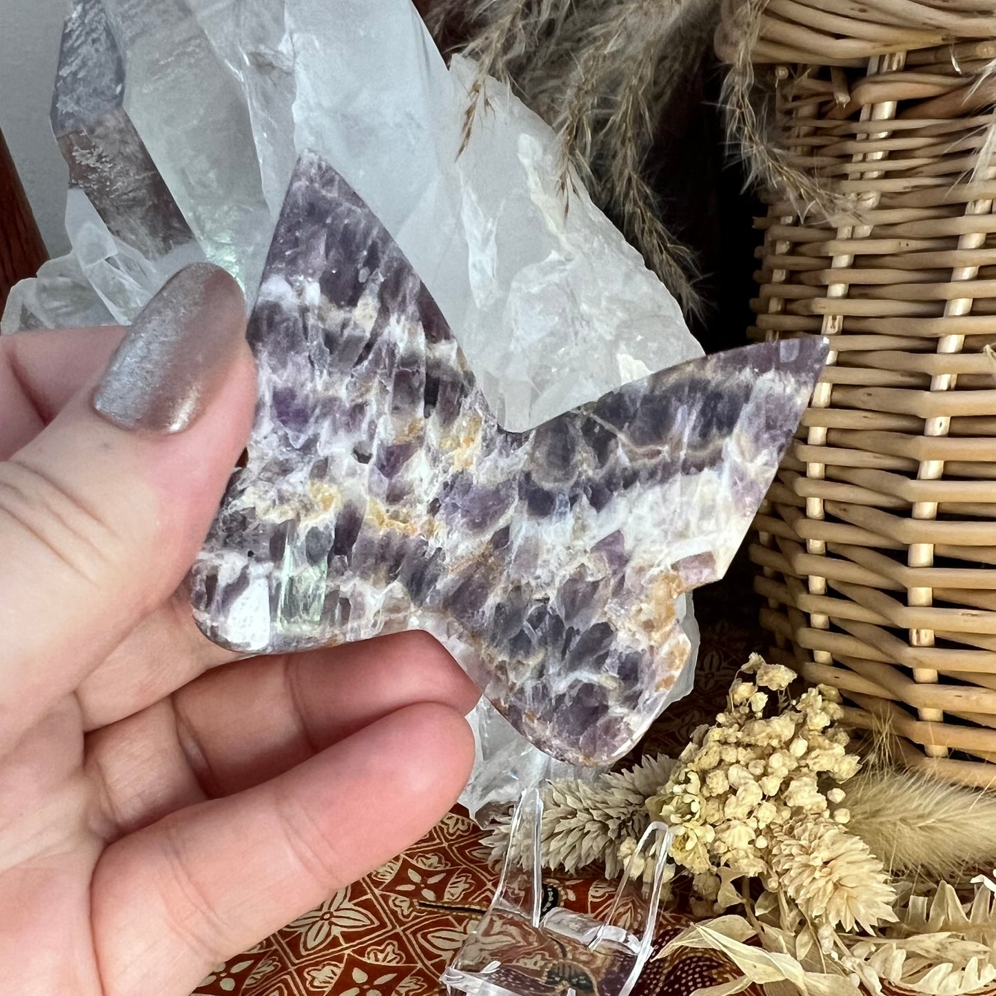 Chevron Amethyst 3D Butterfly Carving