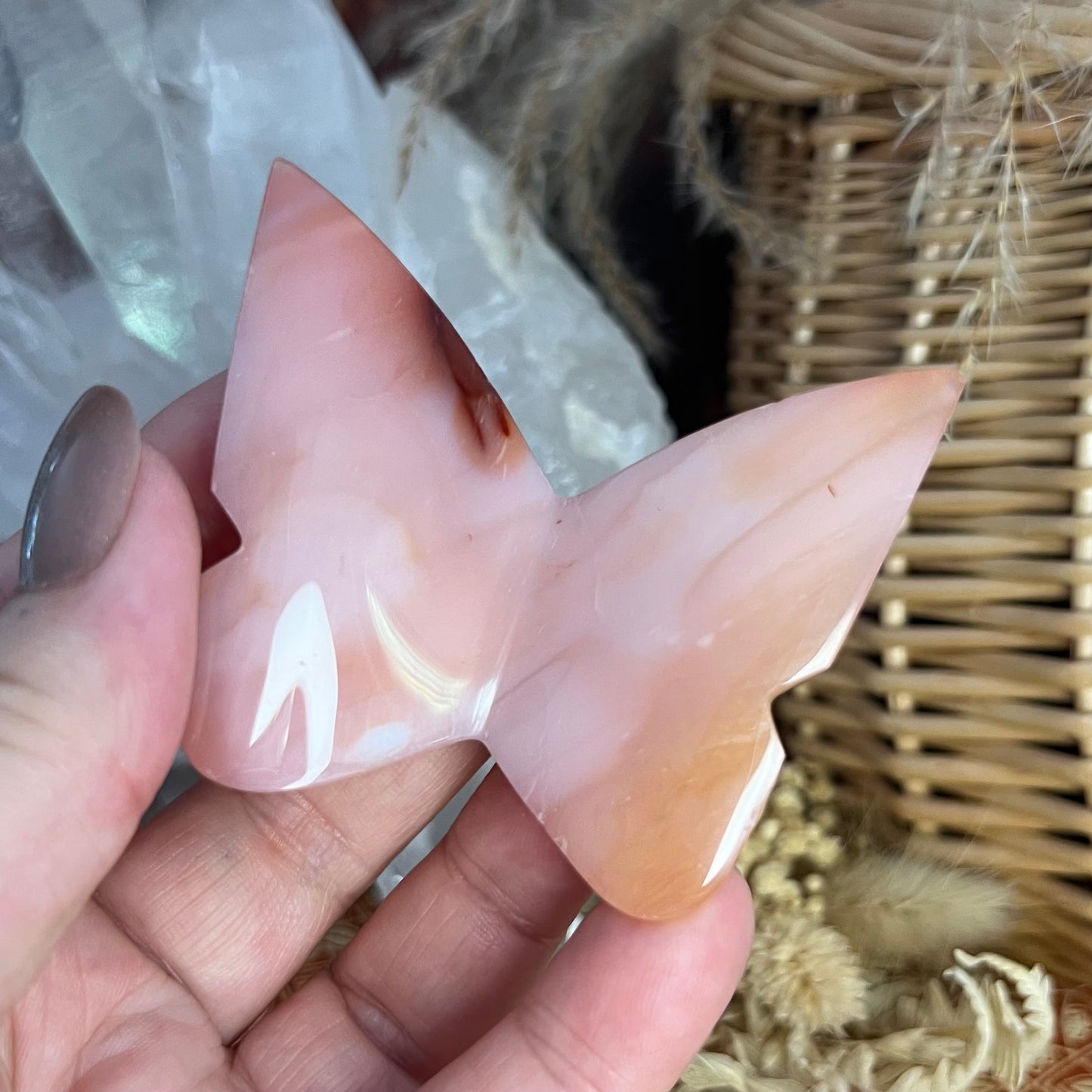 Carnelian 3D Butterfly Carving