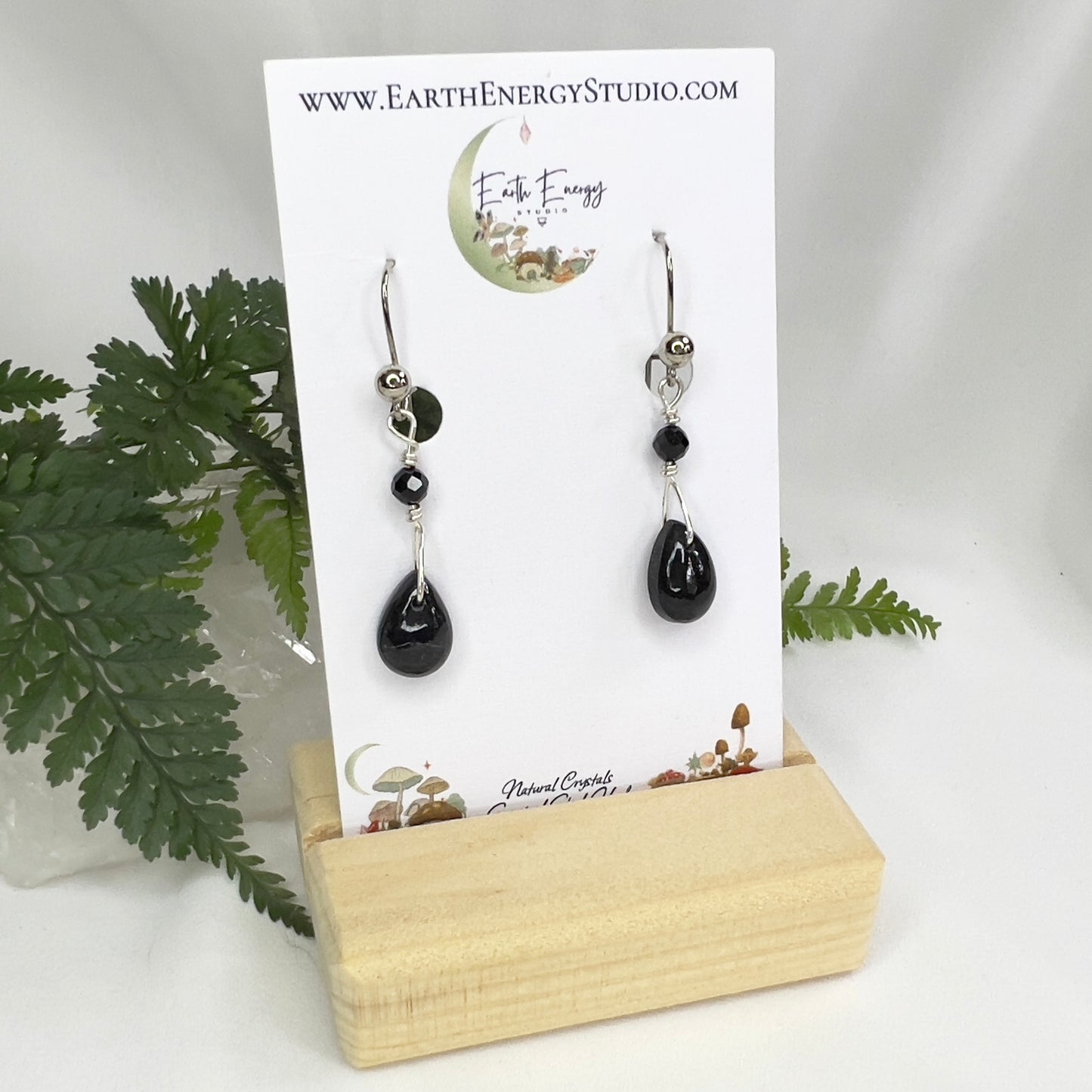 Black Tourmaline & Spinel Crystal Earrings: Protective ∙ Resilience ∙ Balancing