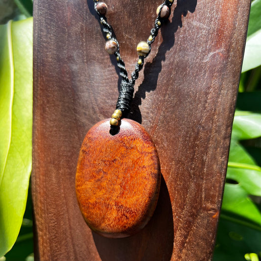 Gidgee wood & Zebra Jasper Macrame Necklace - 'Spirit of Dryad' Talisman