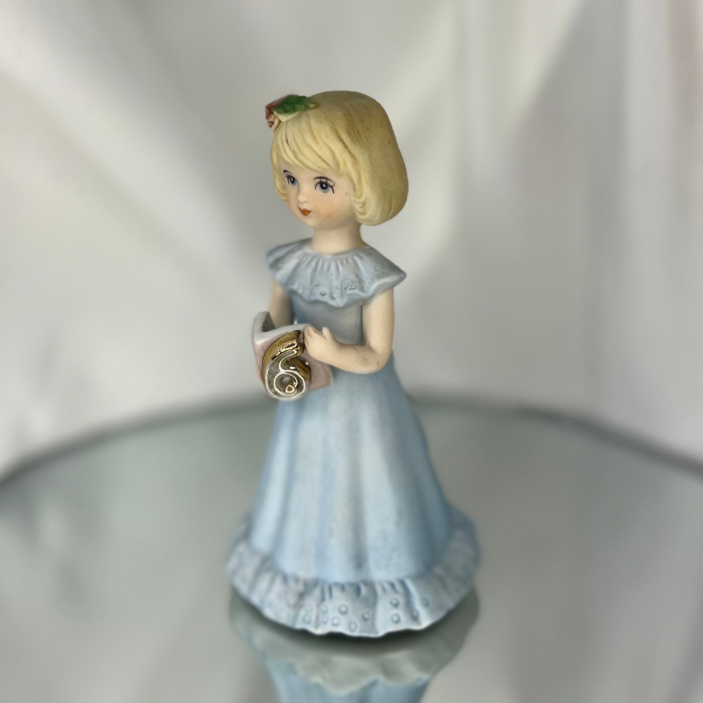 ‘Growing Up Birthday Girls' Porcelain Figurine | Vintage 6th Birthday Cake Topper | Blonde girl version | Enesco | 1984
