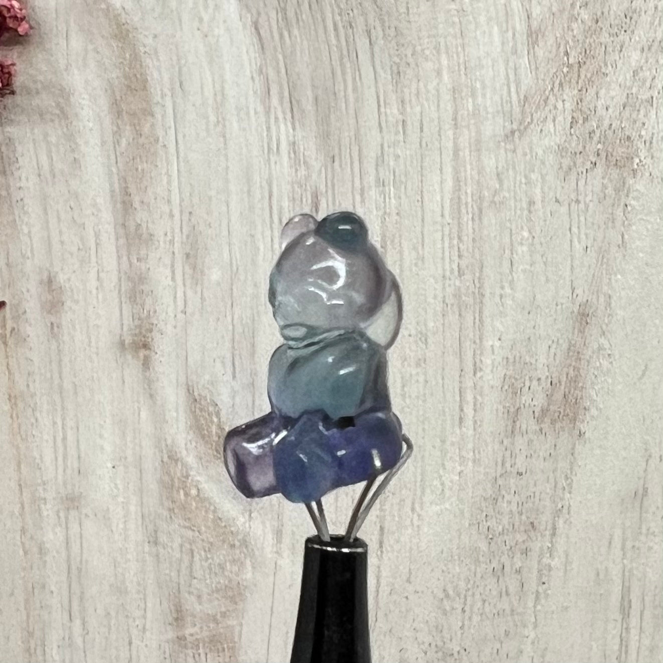 Mini Fluorite Carving: Angry Teddy Bear