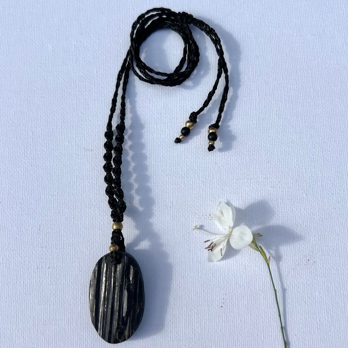 Black Tourmaline Macrame Necklace