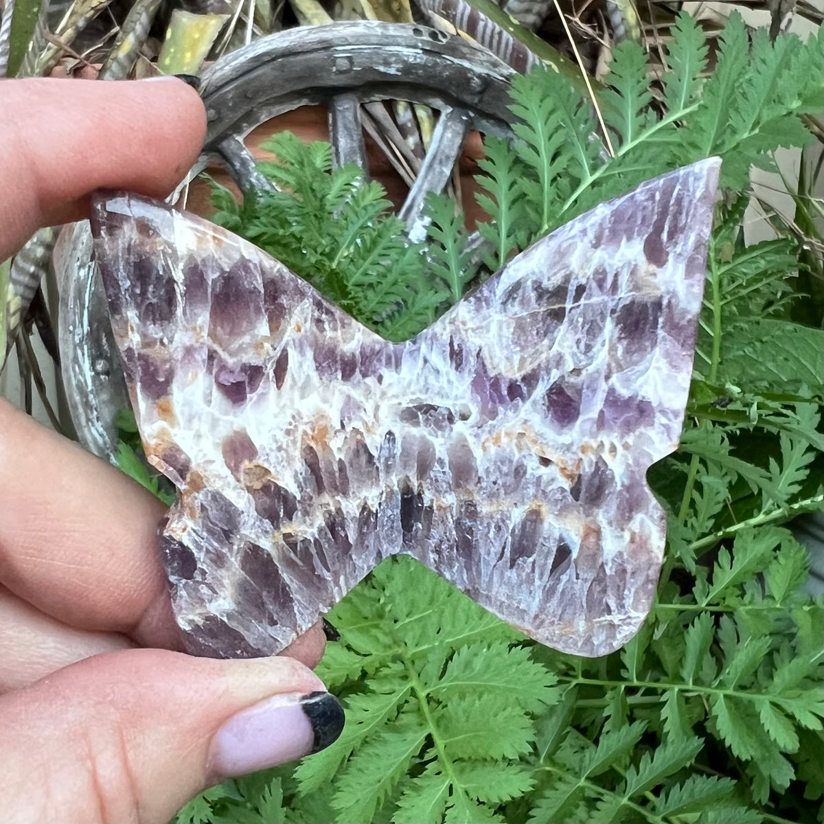 Chevron Amethyst 3D Butterfly Carving