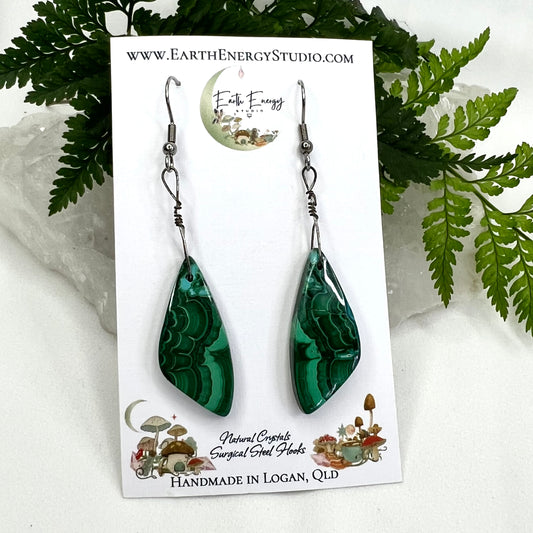 Chrysocolla in Malachite Crystal Earrings: Emotional Healing ∙ Growth ∙ Transformation