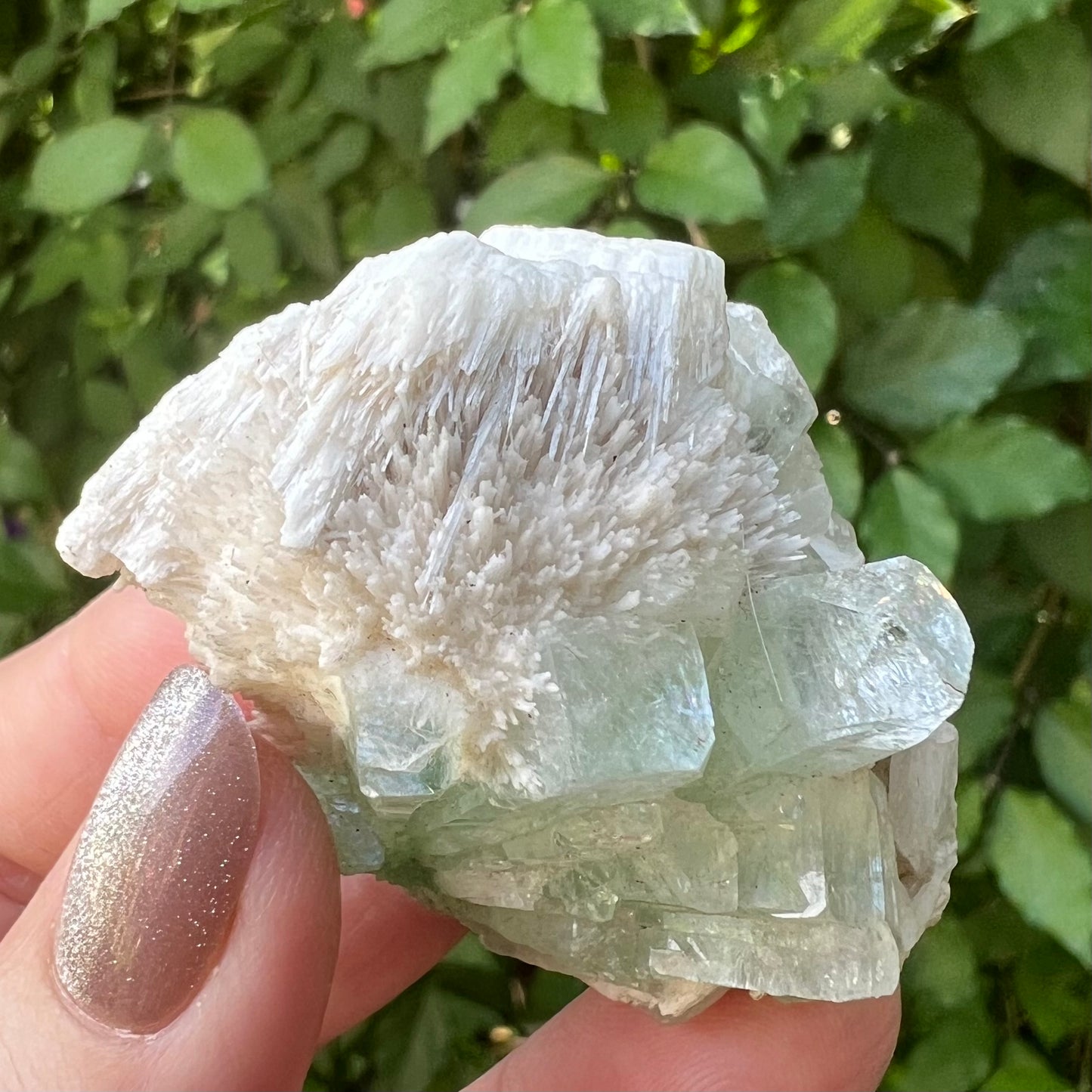Green Apophyllite, Mordenite & Calcite Zeolite mineral specimen -  Jalgoan District, Maharashtra, India