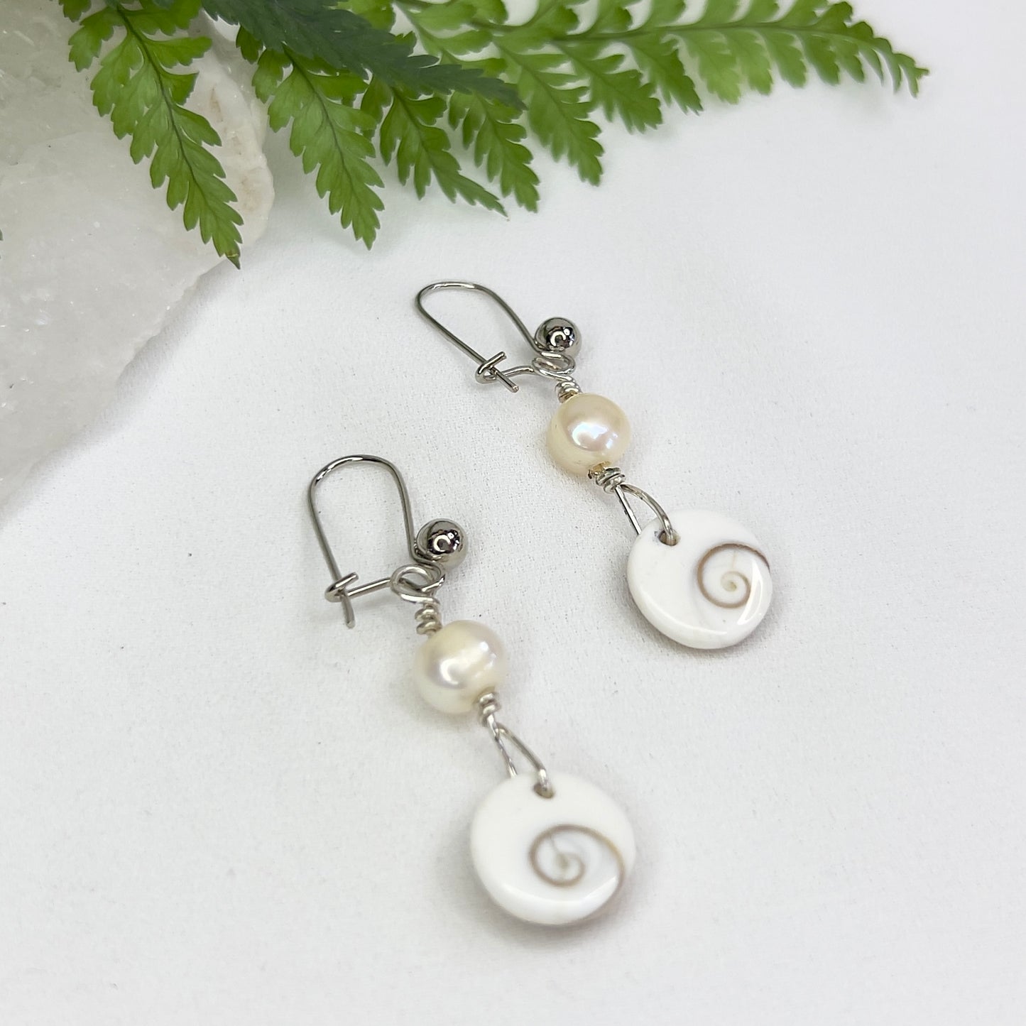 Shiva Eye & Fresh Water Pearl Earrings: Spiritual ∙ Transformation ∙ Nurturing