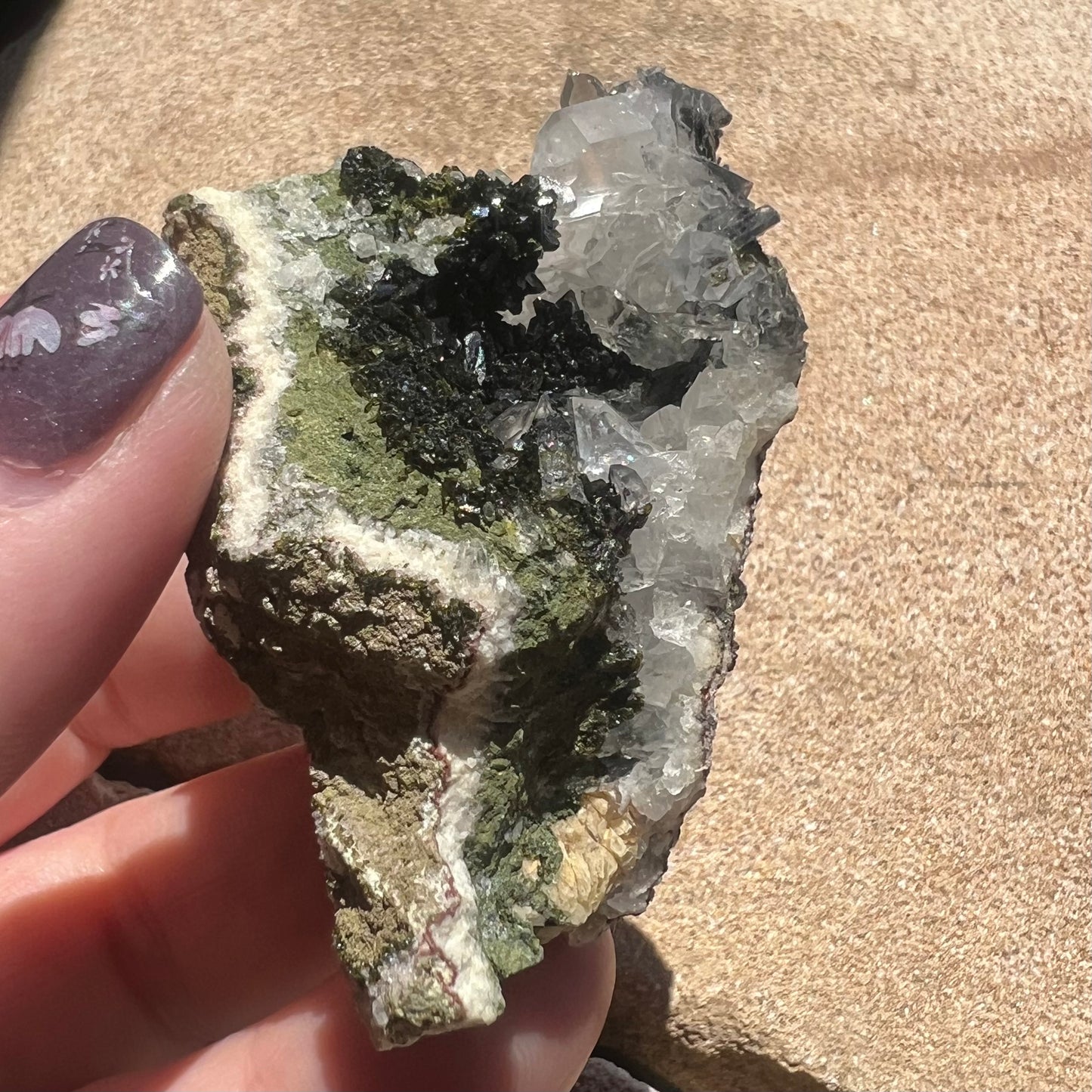 Epidote and Quartz Cluster Crust Specimen