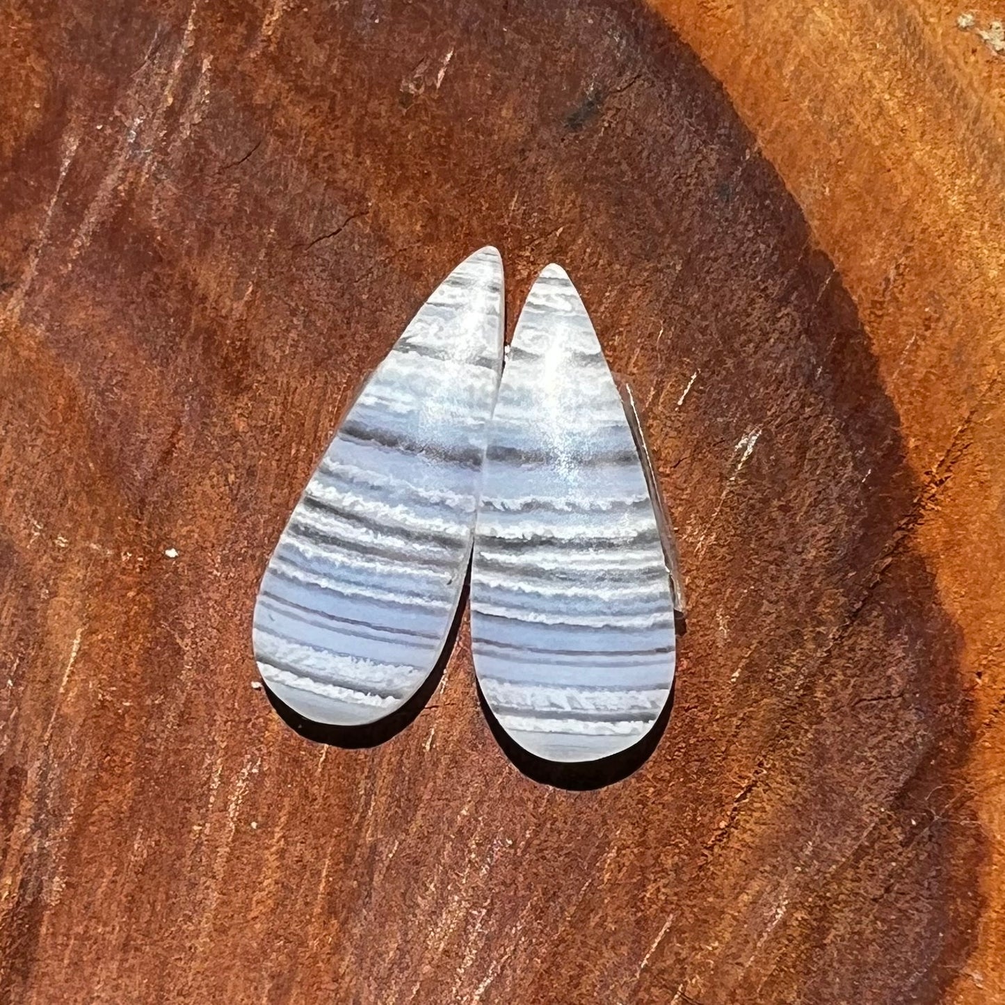Blue Lace Agate Flatback Earring Cabochon Pair