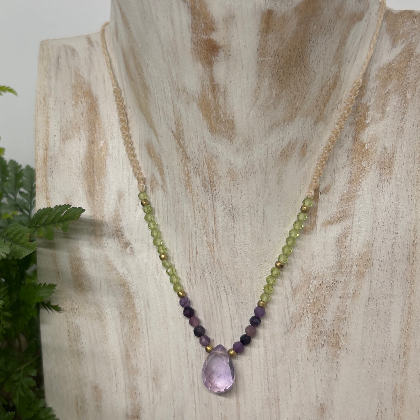 Amethyst with Peridot Crystal Necklace