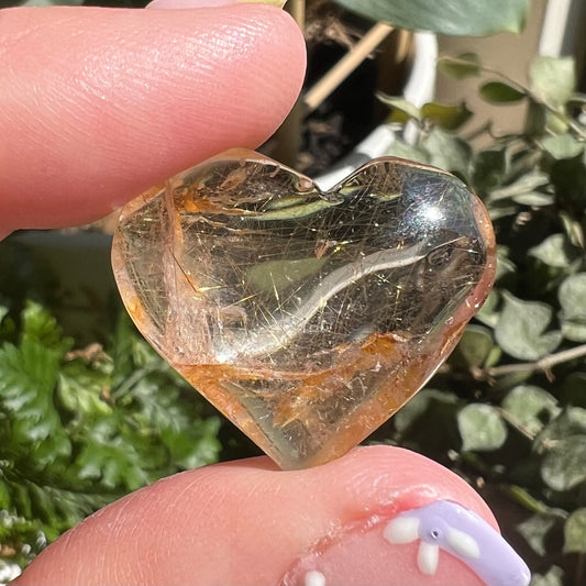 Golden Rutile Quartz Heart Freeform (Brazil) (d)