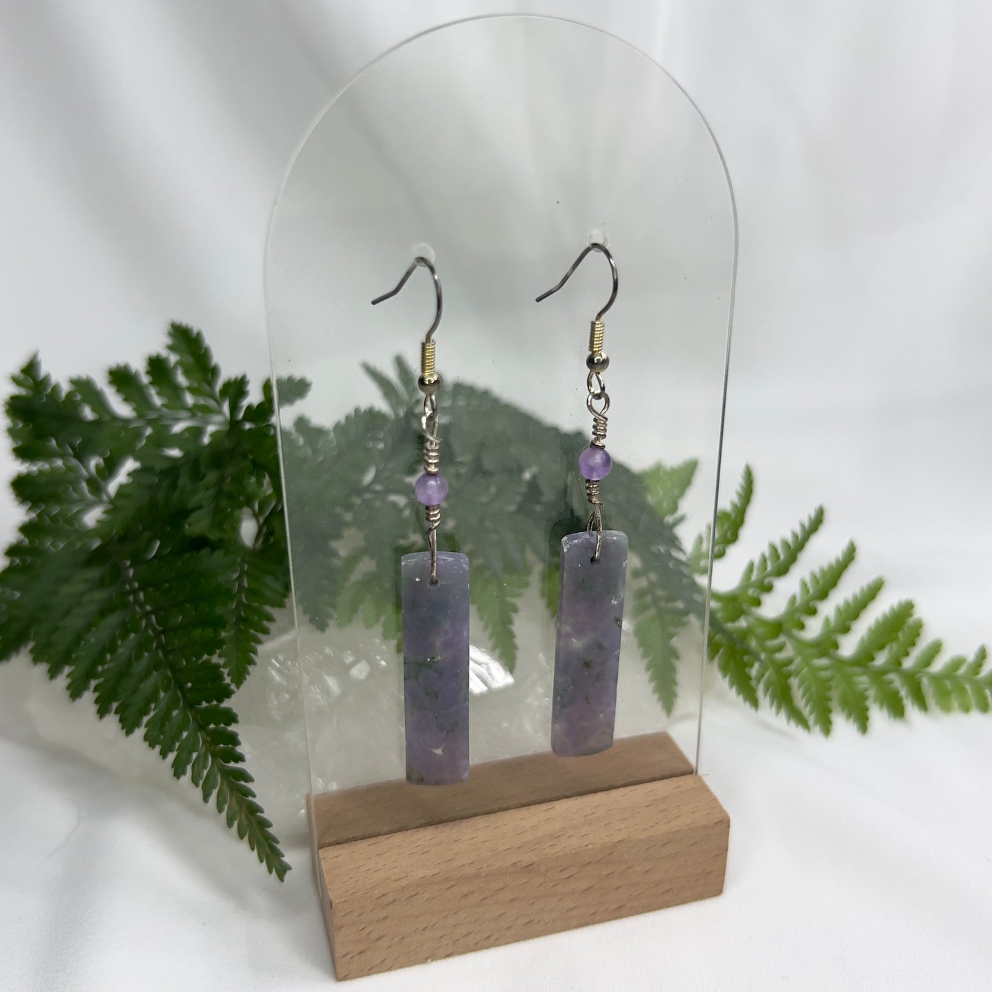 Purple Grape Agate with Amethyst Crystal Earrings: Connection ∙ Vision Guidance ∙ Peaceful Calm