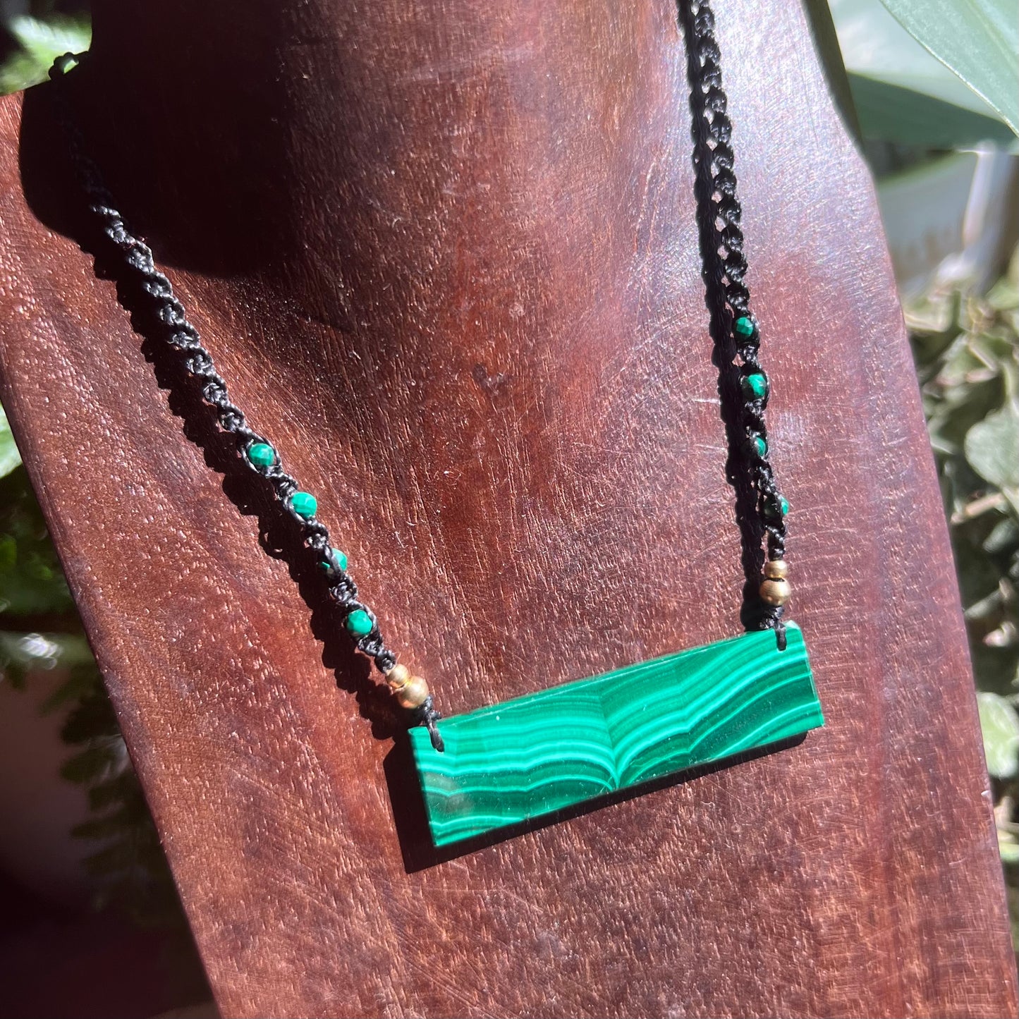 Malachite Crystal Macrame Necklace