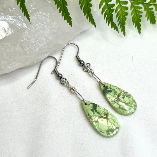 Lemon Magnesite with Chrysoprase Crystal Earrings: Optimism ∙ Mental Clarity ∙ Renewal