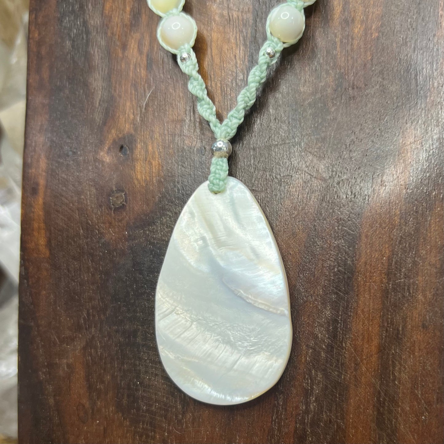 Mother of Pearl Shell Macrame Necklace