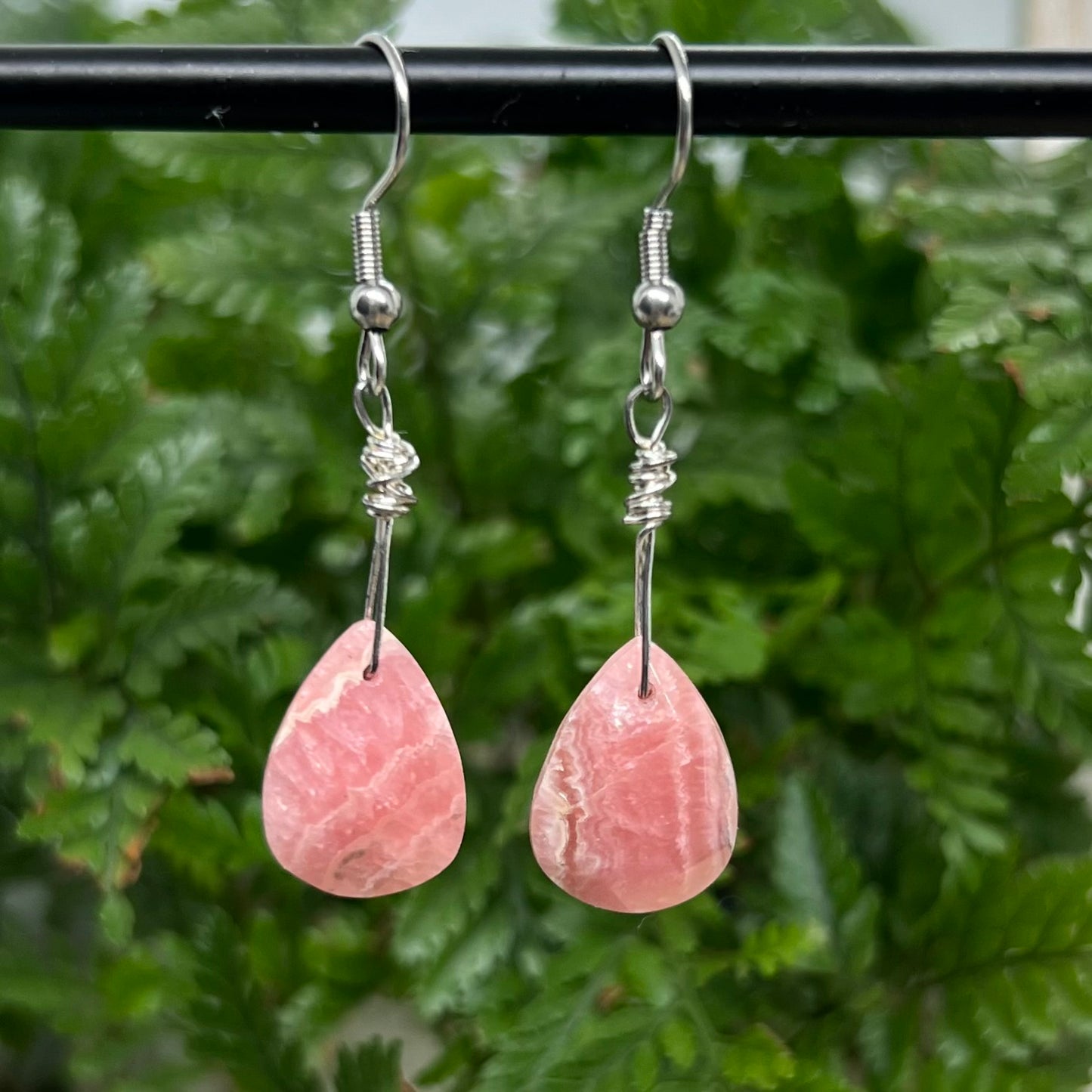 Faceted Rhodochrosite Crystal Earrings