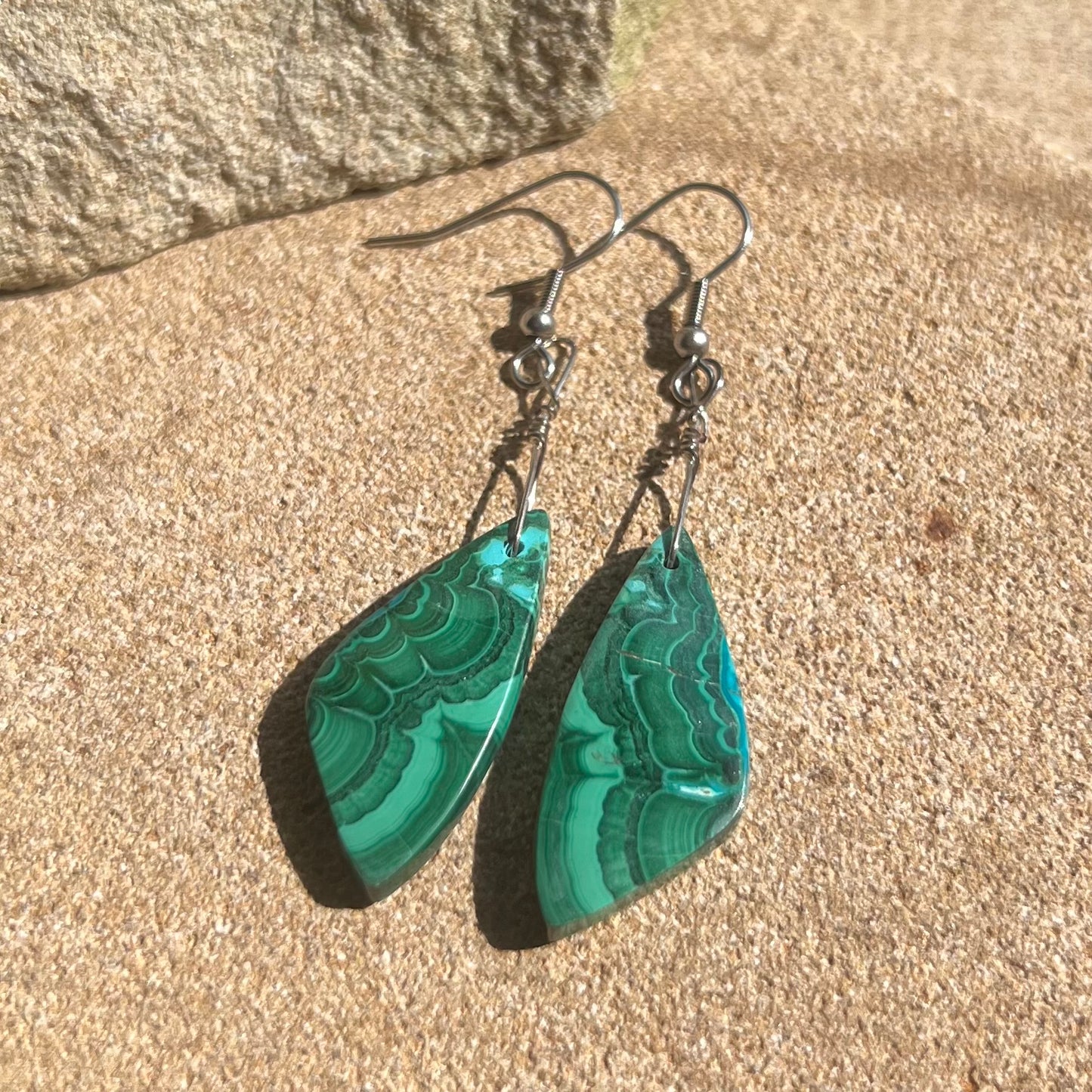 Chrysocolla in Malachite Crystal Earrings