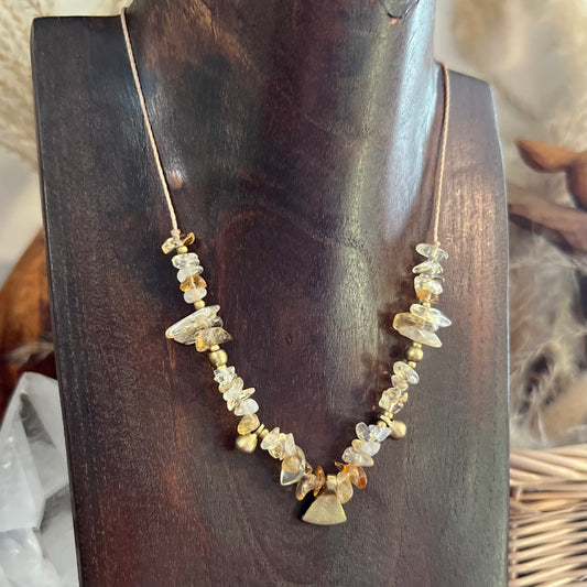 Citrine & Brass Layer Necklace