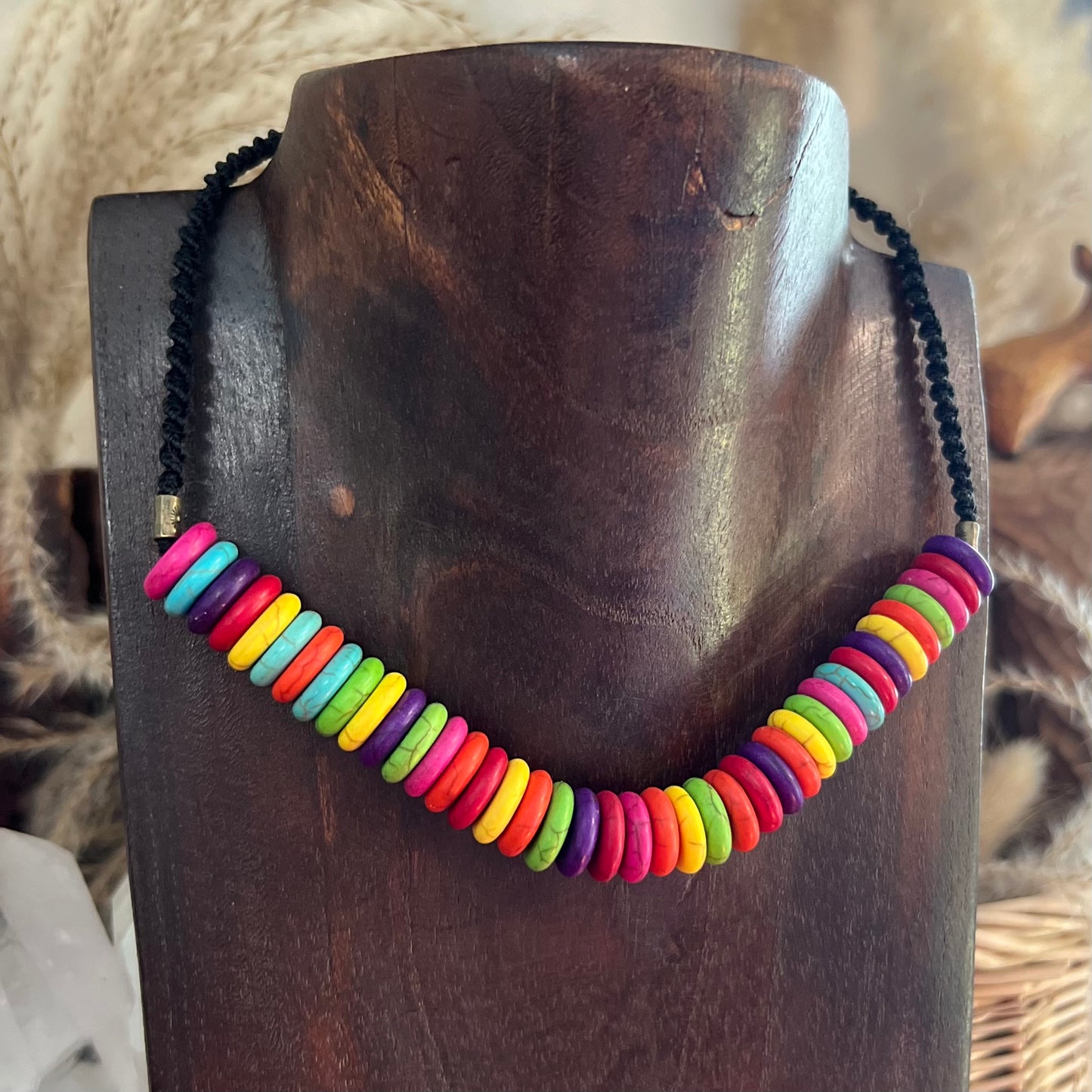 ‘Rainbow Connection’ Magnesite Macrame Necklace