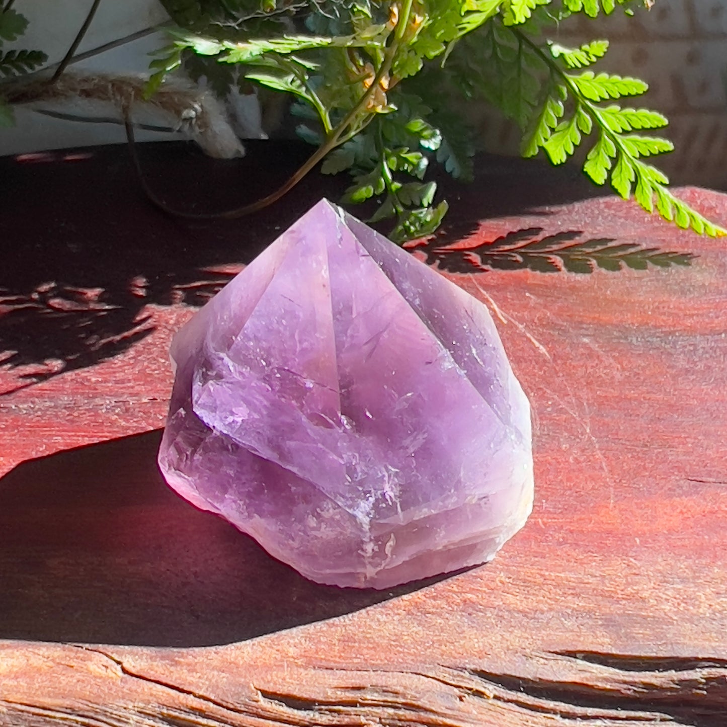 Amethyst Point: Polished faces | Raw sides | Flat base (2)