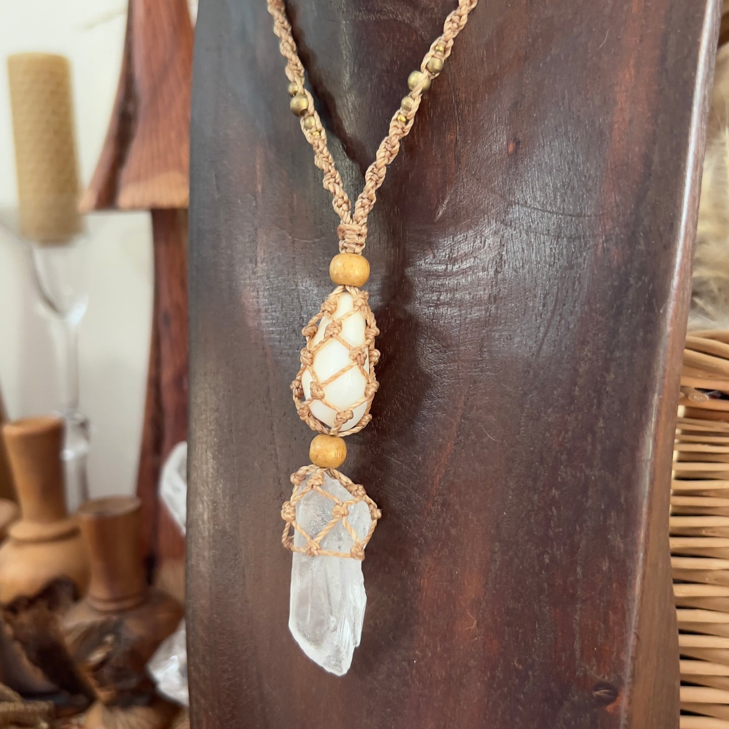 ‘Soul Speak’ Lemurian Root Quartz and White Opal