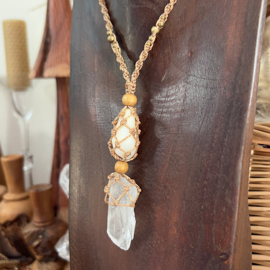 ‘Soul Speak’ Lemurian Root Quartz and White Opal
