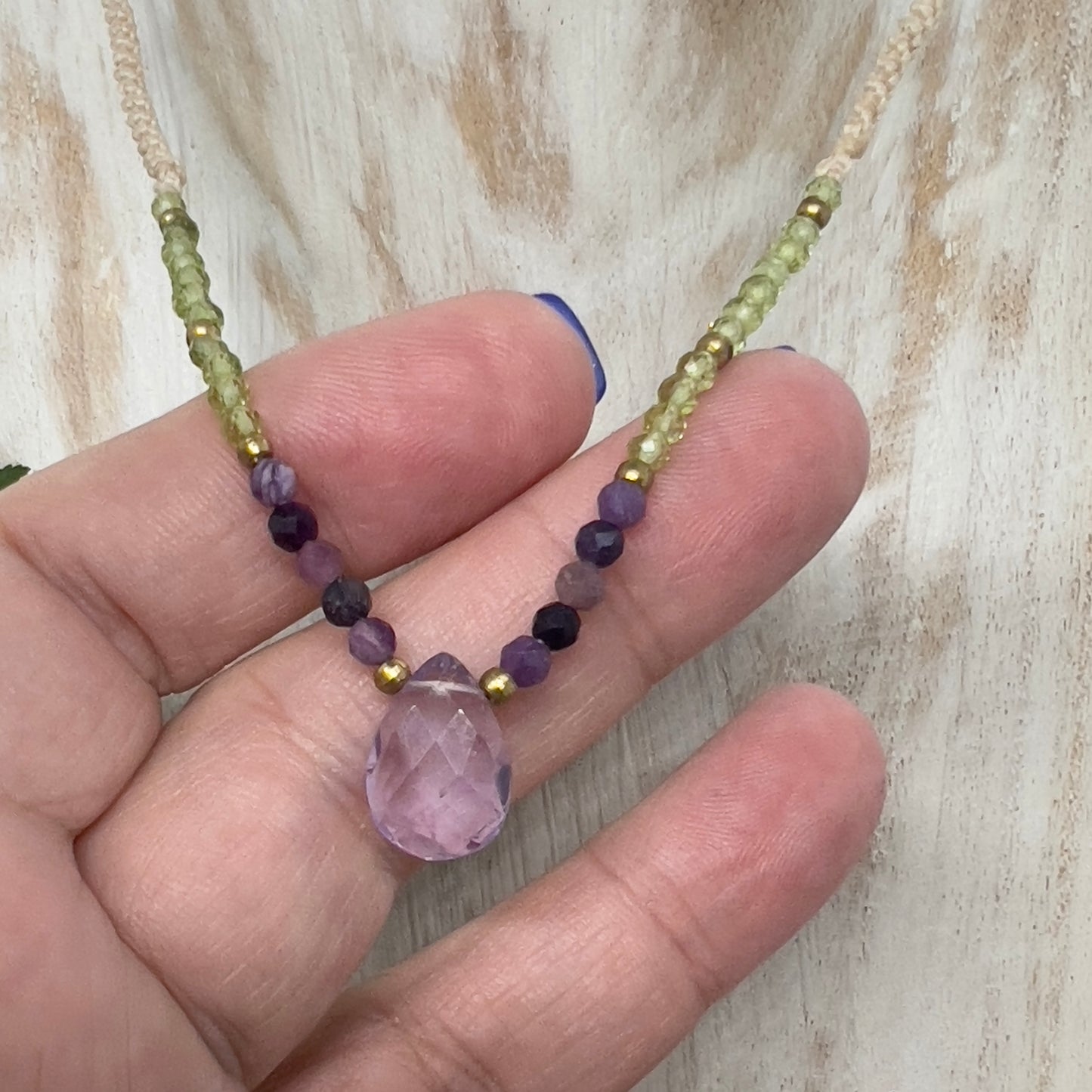 Amethyst with Peridot Crystal Necklace