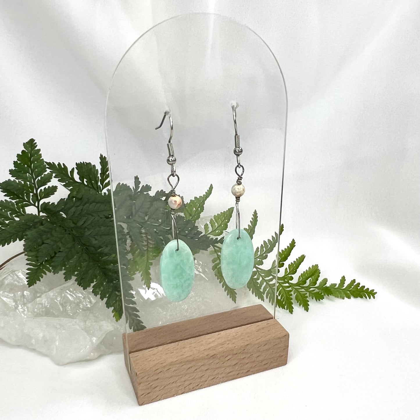 Amazonite and Pink Opal Crystal Earrings: Inspiration ∙ Emotional Healing ∙ Self Expression