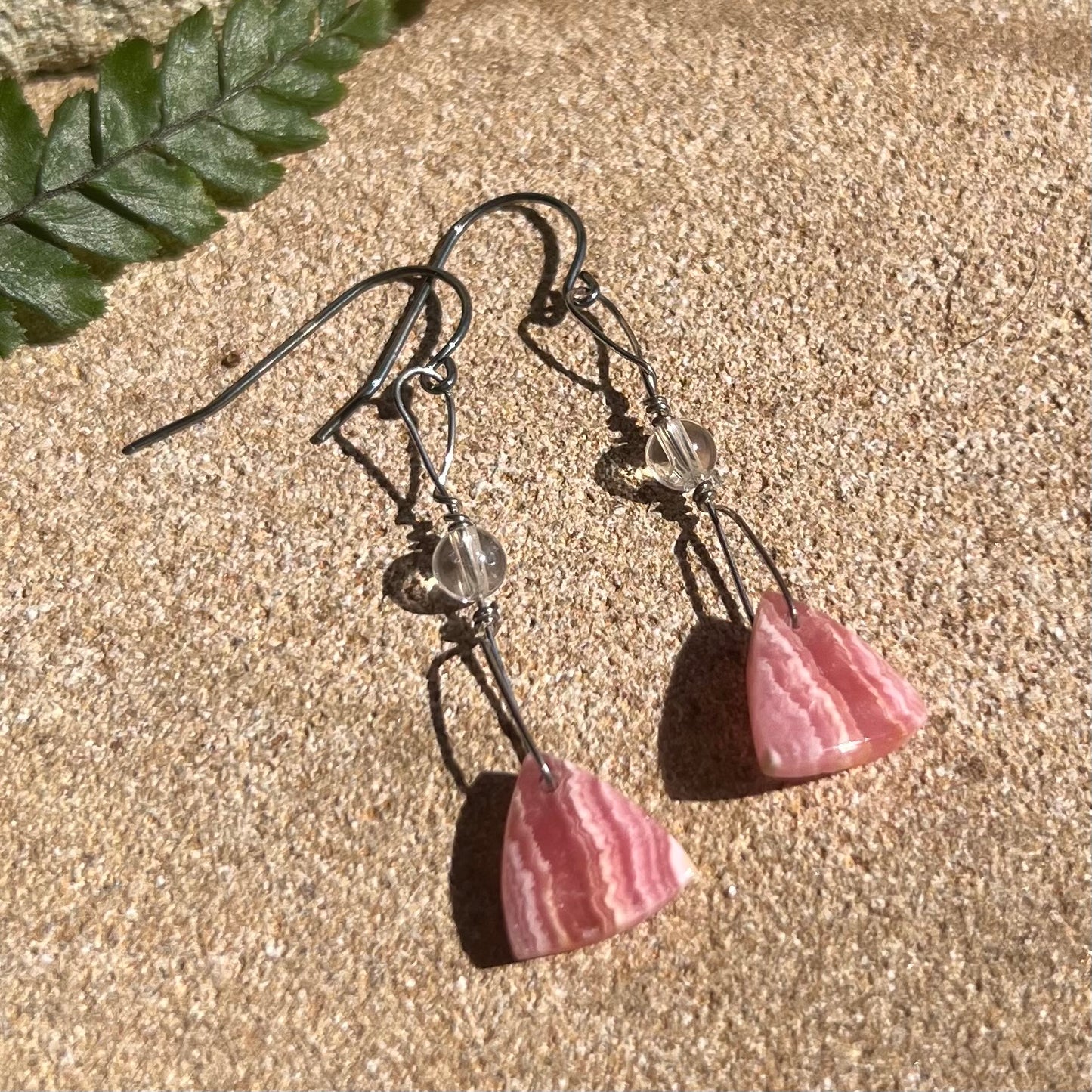 Faceted Rhodochrosite Crystal Earrings