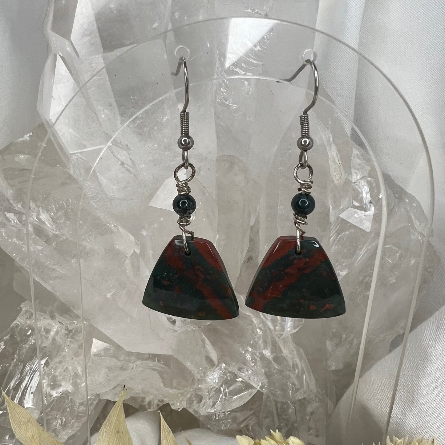 Bloodstone Crystal Earrings: Strength ∙ Resilience ∙ Vitality