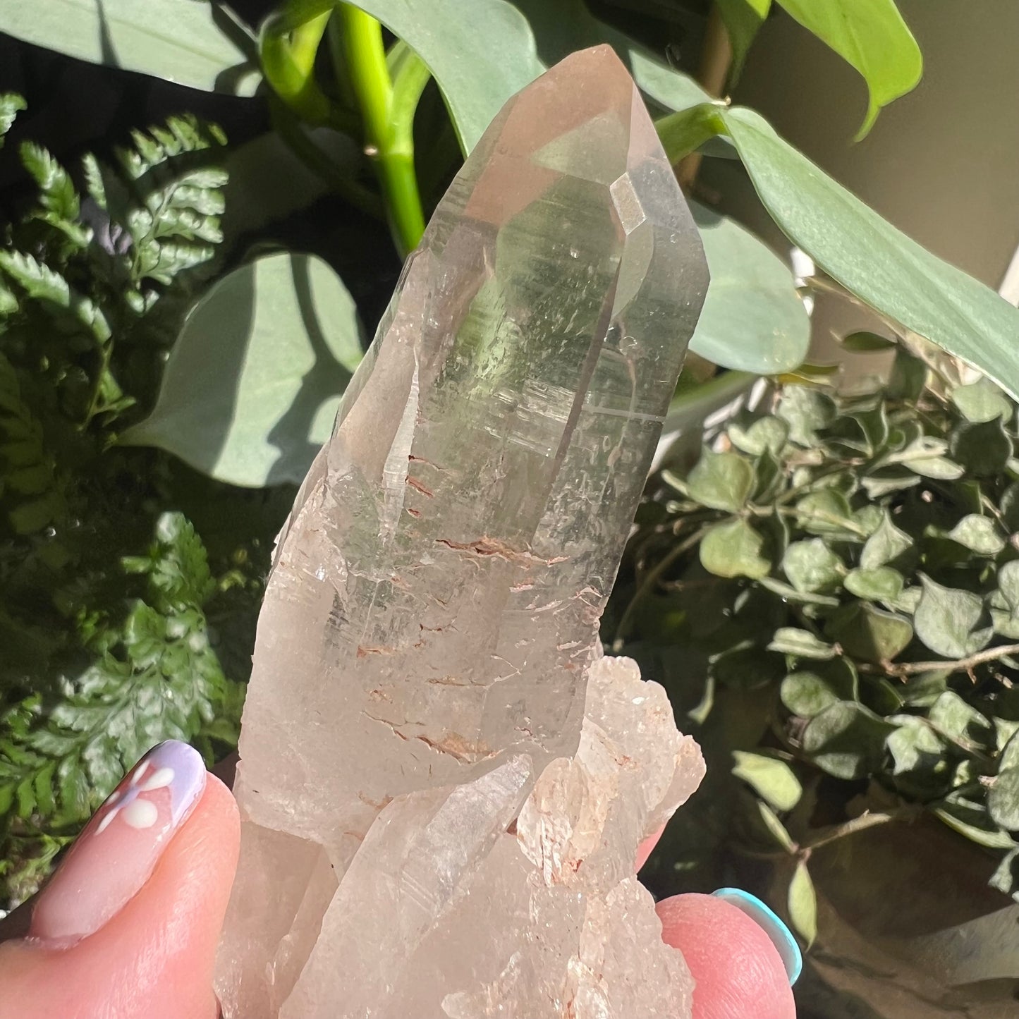 Pink Himalayan Samadhi Quartz Cluster (126g) (Bent growth/Aggregates/Striations)