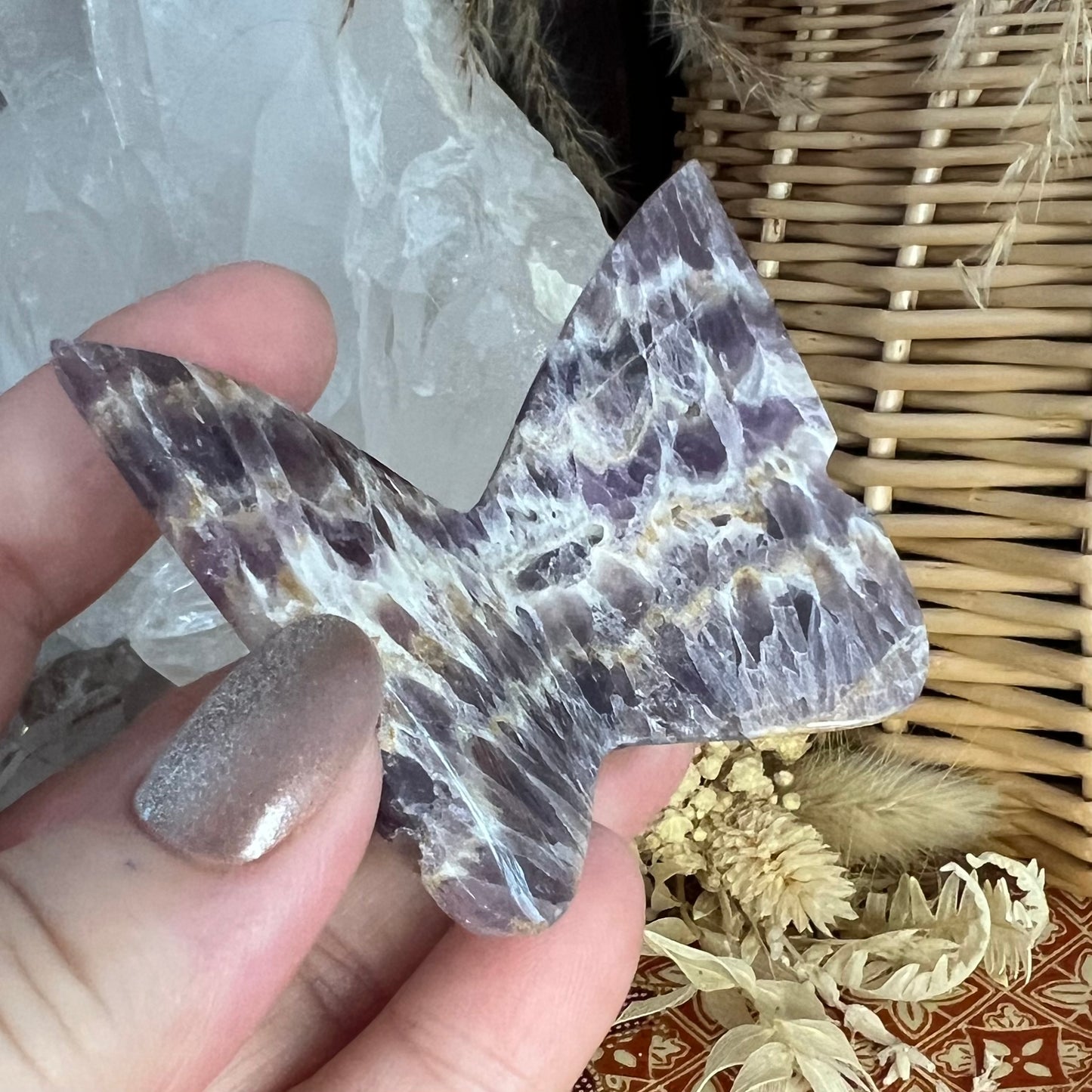 Chevron Amethyst 3D Butterfly Carving